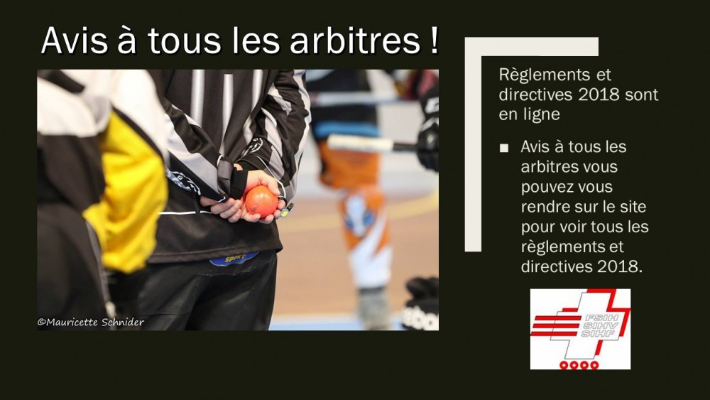 Avis aux arbitres les règlements et directives 2018 sont publiés 