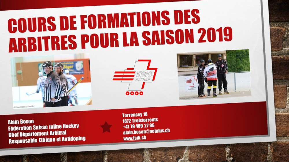 cours de formations des arbitres pour la saison 2019
