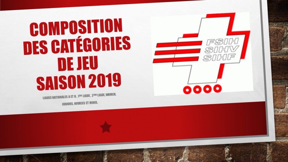 Composition des catégories de jeu saison 2019