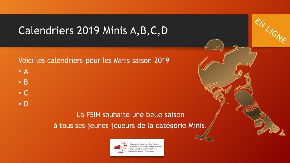 Calendriers 2019 Minis A,B,C,D en ligne 