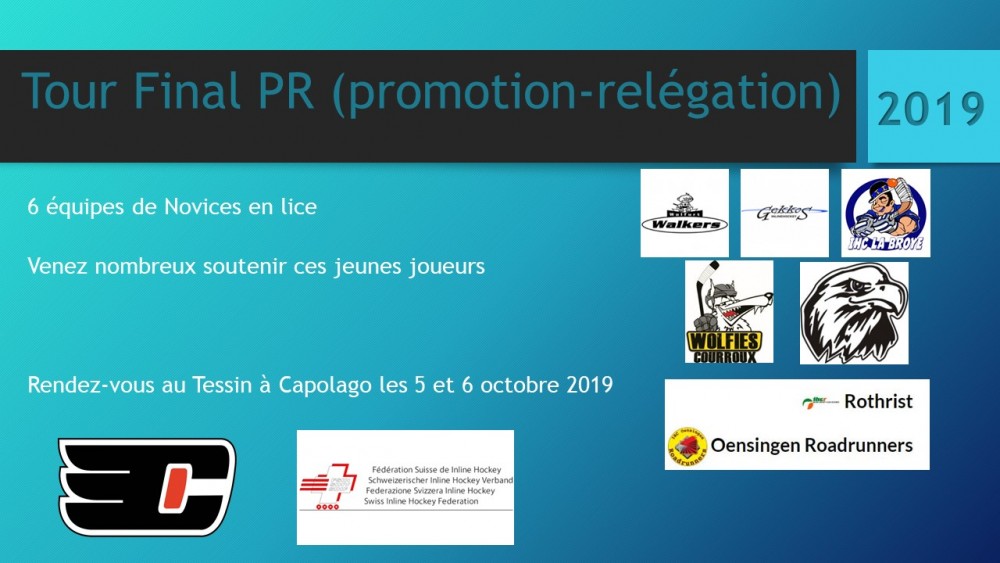 Tour Final Novices PR 2019 à Capolago les 5 et 6 octobre 