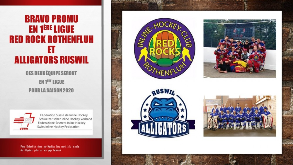 Red Rock Rothenfluh et Alligators Ruswil PROMU en 1ère ligue BRAVO !