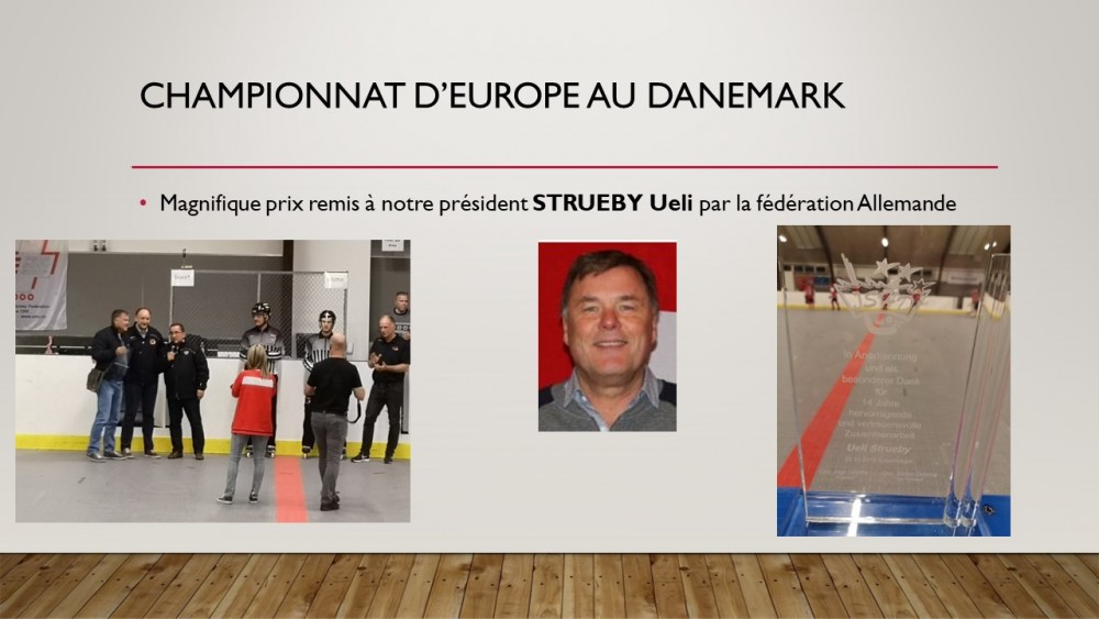 Prix remis à notre président Ueli Strueby par la Fédération Allemande au Championnat d'Europe au Danemark