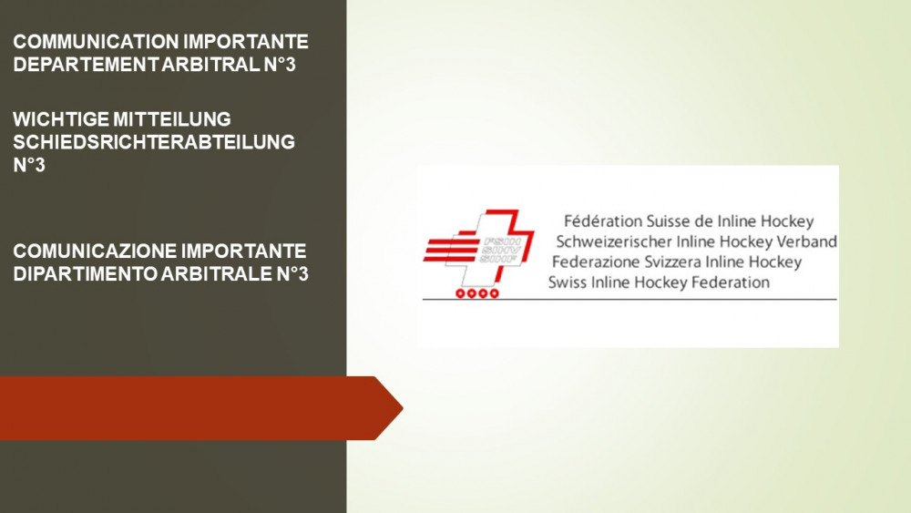 COMMUNICATION IMPORTANTE DEPARTEMENT ARBITRAL N°3