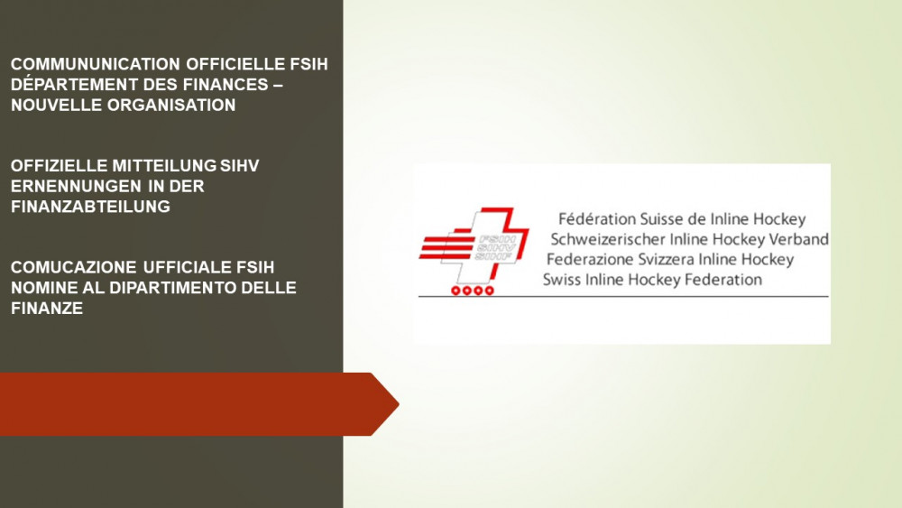 COMMUNUNICATION OFFICIELLE FSIH  : DÉPARTEMENT DES FINANCES – NOUVELLE ORGANISATION