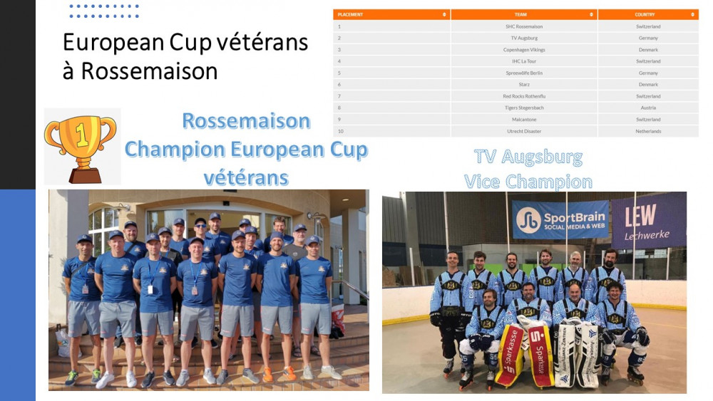 European Cup Vétérans : ROSSEMAISON CHAMPION D'EUROPE , TV AUGSBURG VICE-CHAMPION