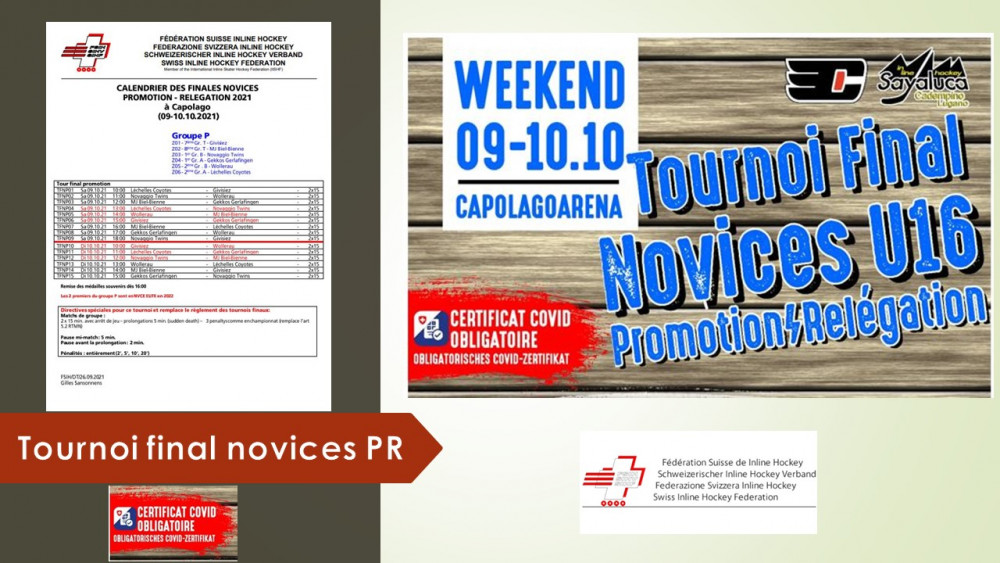 Tournoi final Novices PR, samedi et dimanche 9 et 10 octobre 2021 à Capolago