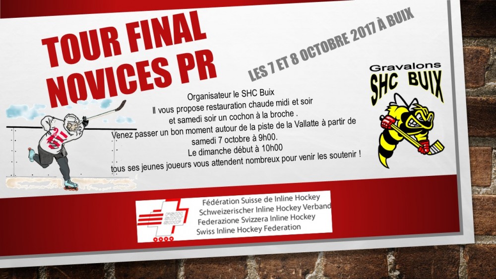 Tour Final Novices PR les 7 et 8 octobre à Buix
